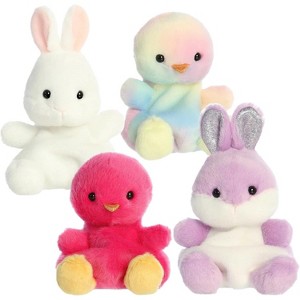 Aurora Palm Pals Plush, 5-Inch, Set of 4: Cottontail Bunny, Aura Rainbow Chick, Wysteria Purple Bunny, & Peyton Pink Chick - 1 of 4