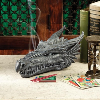 Design Toscano Stryker the Smoking Dragon Sculptural Incense Box