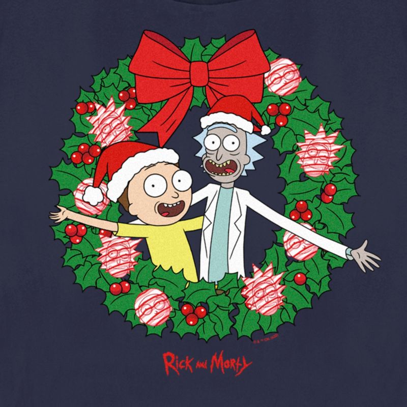 Women's Rick and Morty Christmas Wreath T-Shirt, 2 of 5