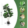 Fiddle Leaf Fig Artificial Tree Faux Floor Plant with Black Planter Pot, Potted Fake Fiddle Leaf Fig Tree for Indoor Outdoor Home Office Decor - 2 of 4