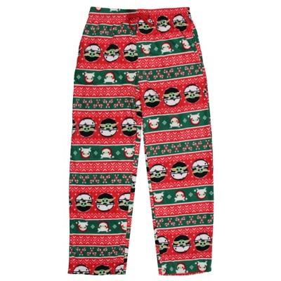 Seven Times Six Star Wars Men's Grogu Baby Yoda Candy Canes Fleece Lounge Pajama Pants Red