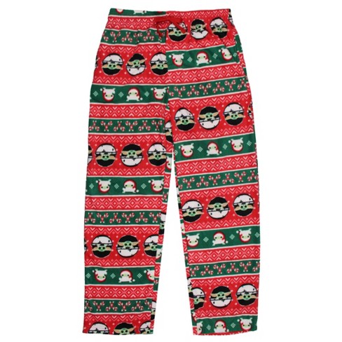 Star Wars Men's Grogu Baby Yoda Candy Canes Fleece Lounge Pajama