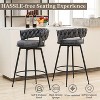 DYHOME 28 inch Bar Stools Set of 3, Modern Counter Height Bar Stools, 360° Swivel Suede Fabric Stool Chairs with Woven Back and Footrest - 3 of 4