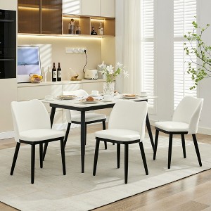 Upholstered Dining Chairs Set, Fabric Side Chairs with Padded Seat and Wooden Legs, Modern Chairs for Dining Room, Kitchen, Living Room - 1 of 4