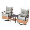 EROMMY 3-Piece Bistro Set,Outdoor PE Rattan Rocking Chairs with Cushions and Coffee Table,Patio Rocker Chair Set for Porch and Backyard - 3 of 4