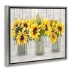 Stupell Industries Three Sunflower Bouquets Country Planks Still Life Floating Frame Canvas Art, Gray, 31" x 25" - 2 of 4