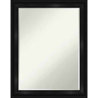 Amanti Art Grand Black Narrow Petite Bevel Bathroom Wall Mirror 28 x 22 in.