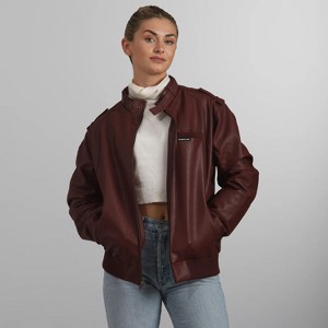 Members Only Women's Faux Leather Iconic Racer Jacket (Men's Cut) - 1 of 4