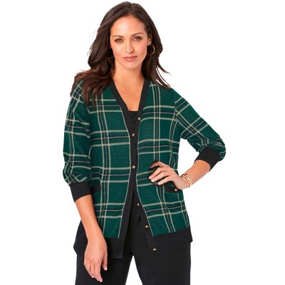 Jessica London Women's Plus Size V-Neck Cardigan Sweater