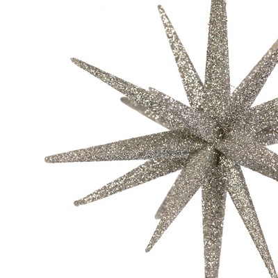 Silver Glitter Starburst Hanging Christmas Ornament