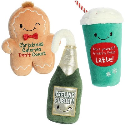 Aurora Just Sayin’ Christmas Party Plush Set of 3 – 13″ Feelin’ Bubbly, 11″ Merry Little Latte & 11″ Christmas Calories, Ages 3 and Up