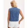 INSPIRE CHIC Women's Denim V Neck Western Button Up Sleeveless Cropped Jean Waistcoat - 4 of 4