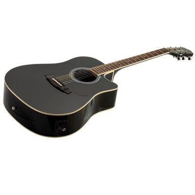 Monoprice Foothill Acoustic Electric Guitar - Black, With Tuner Pickup And Gig Bag - Idyllwild Series