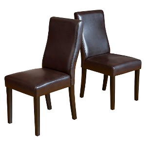 Corbin Dining Chairs - Brown Leather (Set of 2) - Christopher Knight Home