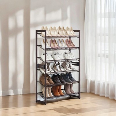 Shoe Rack Storage, Metal Shoe Organizer Stand for Garage, Entryway, Set of 2 3-Tier Stackable Shoe Rack Shelf, with Adjustable Flat or Angled Shelves