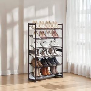 Shoe Rack Storage, Metal Shoe Organizer Stand for Garage, Entryway, Set of 2 3-Tier Stackable Shoe Rack Shelf, with Adjustable Flat or Angled Shelves - 1 of 4