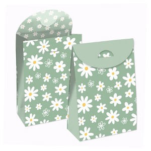 Big Dot of Happiness Sage Green Daisy Flowers - Floral Gift Favor Bags - Party Goodie Boxes - Set of 12 - 1 of 4