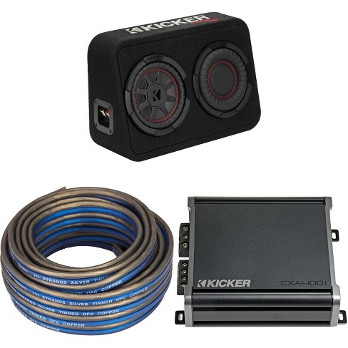 Kicker 48TCWRT672 CompRT 6" subwoofer in thin profile enclosure, 2ohm with 46CXA4001 Amp & Speaker Wire Bundle - image 1 of 4