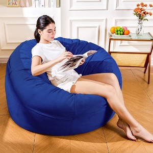 Hooseng Bean Bag Chair, 4FT Bean Bag with Velvet Cover, Giant Bean Bag Chairs  with Filler Adult, Bean Bag Sofa Filled with High-Density Sponge - 1 of 4