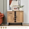 Costway 2-Door Wine Bar Cabinet Kitchen Sideboard Buffet with Drawer & Adjustable Shelves Black/Natural - 4 of 4