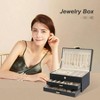 Leather Jewelry Organizer with 2 Drawers, Black Storage Box for Women and Girls. - 4 of 4