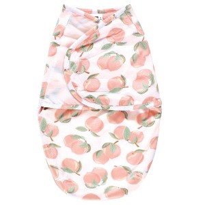 Hudson Baby Girls Plush Faux Fur Swaddle Wrap, Peach, 0-3 Months - 1 of 2