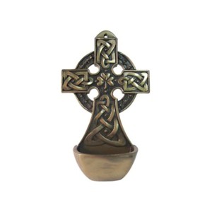 Slickblue Irish Holy Water Font, Bronze Plated with Celtic Symbols, Wall Decor Accent, 6.1"x3.54" - 1 of 3