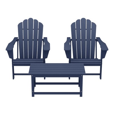 WestinTrends Highland 3-Piece Adirondack Chairs with Cup Holders and Coffee Table Set