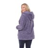 Plus Size Hooded High Pile Fleece Jacket Purple 1X - White Mark - 3 of 4