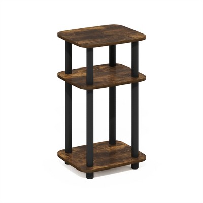 Furinno Just 3-Tier Turn-N-Tube Curve End Table, Side Table, 1-Pack, Amber Pine/Black