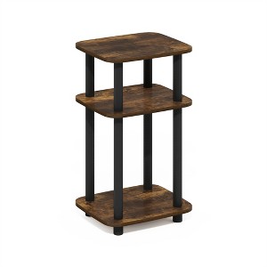 Furinno Just 3-Tier Turn-N-Tube Curve End Table, Side Table, 1-Pack, Amber Pine/Black - 1 of 1