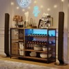 Rustic Brown Bar Cabinet with RGB & Power Outlets – Wine & Liquor Cabinet with Glass Holders, Adjustable Shelves, and Spacious Storage - 2 of 4