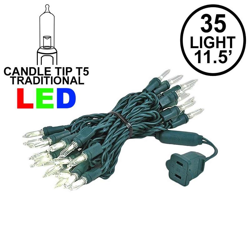 Novelty Lights 35 light T5 Traditional LED Christmas Mini Light Set (Green Wire, 11.5 Feet), 2 of 9