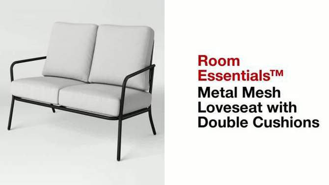 Metal Mesh Loveseat with Double Cushions Black/Gray - Room Essentials&#8482;, 2 of 9, play video