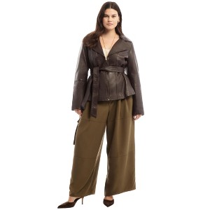 June + Vie by Roaman's High-Low Peplum Leather Jacket - 1 of 4