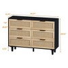 CAVINAS Modern 6 Drawer Double Dresser for Bedroom,Rattan Drawers with Wooden Pulls for Kids Room,Living Room,Entry and Hallway,Brown/Black - 3 of 4
