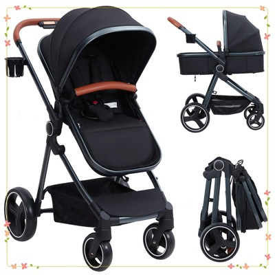 Convertible Baby Stroller, 2 in 1 Foldable Pushchair for Newborn