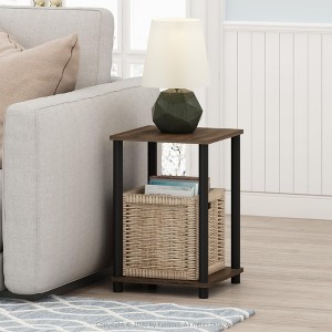 Furinno 2PCS Industrial Reversible End Table Sofa Side Bedside Nightstand w/Storage Shelf,Brown - 1 of 4