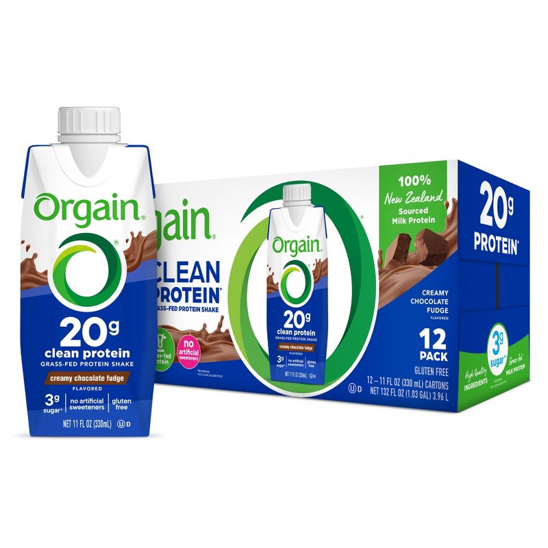 Orgain Clean Grass-Fed Protein Shake - Creamy Chocolate Fudge - 12ct, 1 of 12
