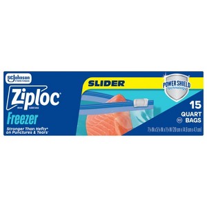 Ziploc Slider Quart Freezer Bags - 15ct - 1 of 4
