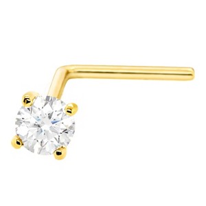 Jewelry Avalanche 22G 14K Gold L-shape Nose Stud with Moissanite - 1 of 2