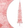 vidaXL 8 ft Slim Artificial Half Christmas Tree with Stand, Space-Saving Wall-Hanger Design, Life-Like PVC Material, Easy-Assembly, Unique Pink Hue - 3 of 4