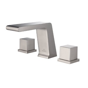 CASAINC 3 Hole Deck Mounted Widespread Bathroom Faucet with Waterfall Spout and Matching Pop-Up Drain - 1 of 4
