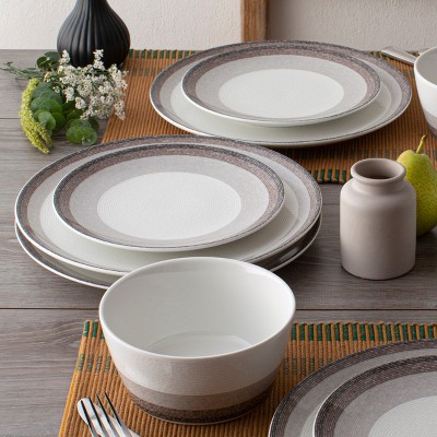 Canyon White Porcelain 12-Piece Dinnerware Set, Service for 4