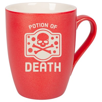 100 North Magic Potion 10 Ounce Crimson Red Metallic Finish, Comfortably Fits Your Hands, New Bone China Coffee Tea Cup Mug, Potion Of Death