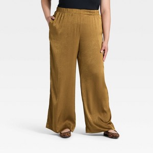 Women's Crinkled Satin Pull-On Pants - A New Day™ - 1 of 3