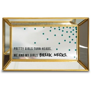 Pavilion Gift Company - Pretty Girls Turn Heads - 10" x 6" x 1" Mirror Tray - Serving Trays - 1 of 3
