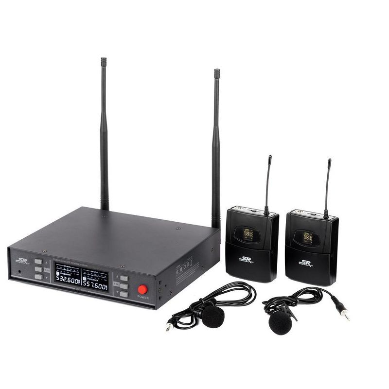 Monoprice 200-Channel UHF Dual Lavalier Wireless Microphones System, For Church Services, Business Meetings, or Karaoke Singing - Stage Right Series, 1 of 7