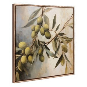 Kate & Laurel All Things Decor 30"x30" Sylvie Beaded Olive Tree Framed Canvas by The Creative Bunch Studio Gold - 1 of 4