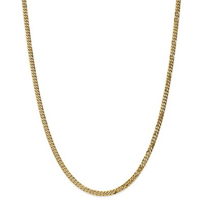 Black Bow Jewelry 3.9mm, 14k Yellow Gold Solid Beveled Curb Chain Necklace